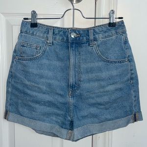 H&M blue high rise mom shorts, size 4, worn once